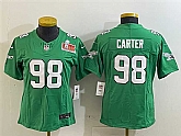 Women's Philadelphia Eagles #98 Jalen Carter Green 2025 Super Bowl LIX Patch F.U.S.E. Throwback Vapor Untouchable Limited Stitched Jersey(Run Small),baseball caps,new era cap wholesale,wholesale hats